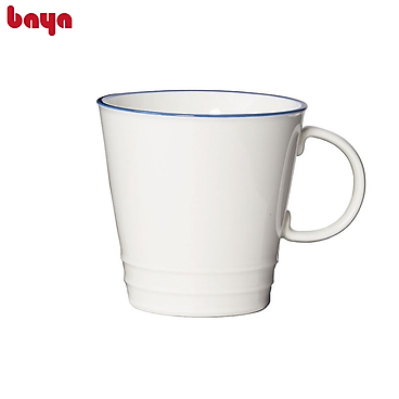 Ly Cốc Sứ Uống Trà Cà Phê Baya Regatta Chất Liệu Sứ Trắng Tráng Men Bóng Viền Xanh Cao Cấp, Dễ Dàng Vệ Sinh