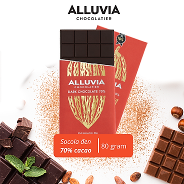 SOCOLA ĐEN ALLUVIA 70% CACAO, ĐẮNG VỪA NGUYÊN CHẤT KHÔNG CHẤT BẢO QUẢN | THANH LỚN 80 GRAM