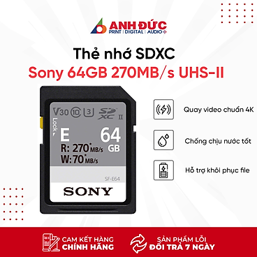 Mua Thẻ nhớ Sony 64GB 270MB/s UHS-II - Hàng Chính Hãng tại Anh Đức Digital