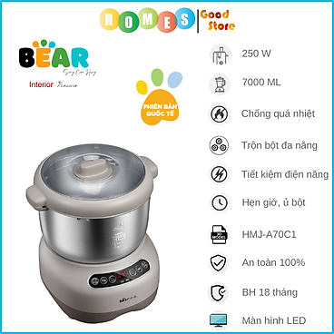 Mua Máy Trộn Bột Ủ Bột Lên Men Tự Động BEAR HMJ-A70C1 Chống Dính Bột, Dung Tích 7 Lít, Công Suất 250 W - Hàng Chính Hãng tại HOMES STORE