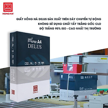 Mua Giấy A4 Hồng Hà Delus, giấy in định lượng 75gsm - 4955 tại Văn Phòng Phẩm Hồng Hà Official