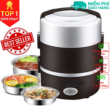 Mua hộp cơm cắm điện giữ nhiệt 3 tầng, chất liệu inox 304 an toàn sức khỏe, hộp cơm giữ nhiệt, hộp cơm văn phòng tiện lợi - Chính hãng DoDoDios - Hộp cơm 3 tầng Không lấy túi đựng tại DoDoDios Official Store