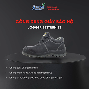 Mua Giày Bảo Hộ Lao Động Safety Jogger Nam Và Nữ Bestrun S3 Màu Đen, Da Thật, Mũi Thép, Lớp Lót Thép - 42 tại Bảo Hộ Lao Động Achison