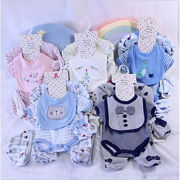 Mua Set sơ sinh 5 chi tiết Body + mũ + yếm + bao chân tay LittleDuck cho bé - 2 (thuyền xanh) - 6-9m tại BIKIDSVN