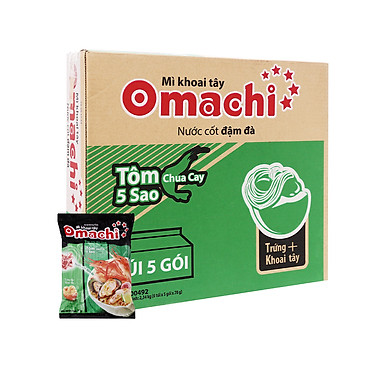 Thùng 30 gói mì khoai tây Omachi tôm chua cay 5 sao...
