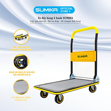 Mua Xe đẩy hàng 4 bánh SUMIKA T150 - Khung thép, tay cầm gấp mở tiện lợi, tải trọng 150kg tại SUMIKA Official Store