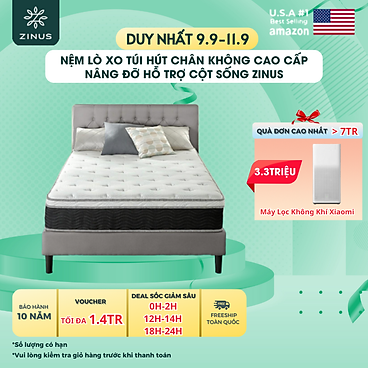 Mua Nệm lò xo túi hút chân không hỗ trợ trị liệu cao cấp Zinus - 12in iCoil Premium Spring Mattress - 200*120*30 tại ZINUS OFFICIAL STORE