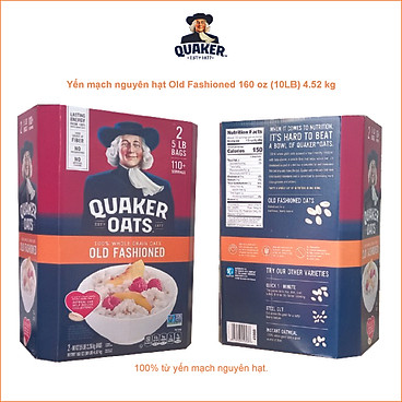 Yến Mạch Quaker Oats Old Fashion 4,52Kg (Dạng Hạt Cán Mỏng)