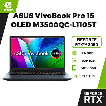 Laptop Asus Vivobook Pro 15 Oled M3500Qc-L1105T (Amd R5-5600H/ 8Gb Ddr4/ 512Gb...