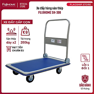 Mua Xe đẩy hàng 4 bánh gấp gọn 250kg sàn thép nhập khẩu FUJIHOME SH300,, bánh xe chống ồn tại FUJIHOME OFFICIAL STORE