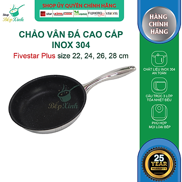 Mua Chảo chống dính Five Star 3 lớp đáy liền bếp từ inox 304 - tặng 5 muỗng ăn - 22 cm tại SHOP BẾP XINH