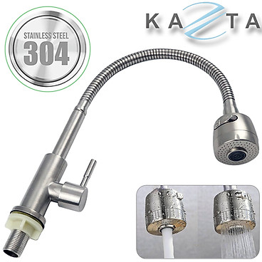 Mua Vòi rửa bát lạnh KAZTA KZ-4A3 tăng áp thân uốn dẻo inox SUS304 có nút chỉnh 2 chế độ nước tại ĐẠI PHÚ THÀNH