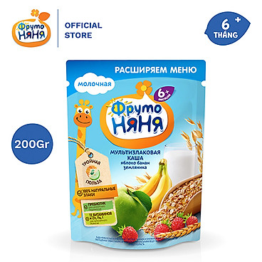 Bột ăn dặm ngũ cốc táo chuối dâu tây Fruto Nyanya 200g