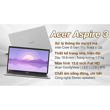 Mua Laptop Acer Aspire A315-58-35AG i3 1115G4/4GB/256GB/Win11 - Hàng Chính Hãng tại GIA DỤNG VIỆT