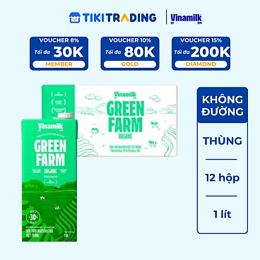 Mua Thùng 12 Hộp Sữa Tươi Tiệt Trùng Vinamilk 100% Organic Không Đường (1lít) tại Tiki Trading