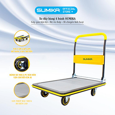 Mua Xe đẩy hàng 4 bánh SUMIKA T300 - Khung thép, tay cầm gấp mở tiện lợi, tải trọng 300kg tại SUMIKA Official Store