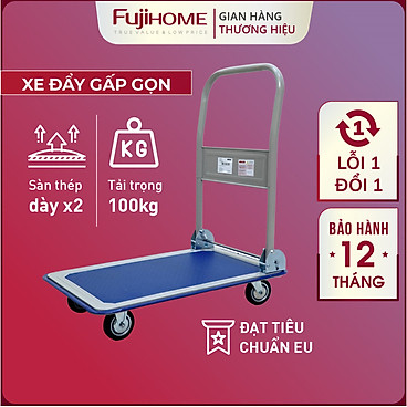 Mua Xe kéo hàng 4 bánh gấp gọn 300kg Nhập Khẩu Nhật Bản FUJIHOME, bánh cao su siêu bền, xe chở đồ đẩy hàng gấp gọn đa năng giá rẻ - Hàng Nhập Khẩu - 100KG (SÀN THÉP) tại FUJI FLAGSHIP STORE