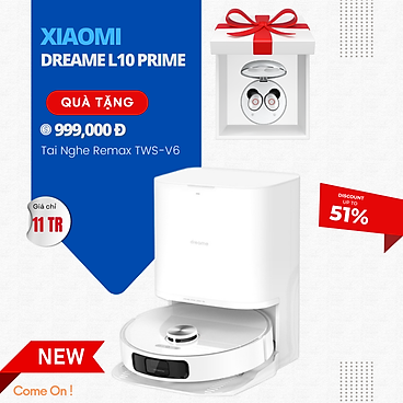 Mua Robot Hút Bụi Lau Nhà XIAOMI DREAME L10 Prime/ W10 Pro Công Nghệ Giặt Giẻ Lau Sấy Khô Tự Động, Khử Khuẩn Tia Ion Bạc, Có Điều Khiển Giọng Nói, Tự Động Nâng Thảm, Công Nghệ Làm Sạch Tự Bơm Nước, Lực Hút 4000 Pa, Pin 5200 mAh - Hàng Chính Hãng - DREAME L10 PRIME - Quốc Tế tại HOMES STORE