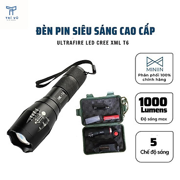 Mua Đèn Pin Siêu Sáng XML-T6 Cao Cấp Hợp Kim Chống Nước Pin Có Thể Sạc Lại Hộp Full Box- MINIIN Chính Hãng tại Gia Dụng Trí Vũ