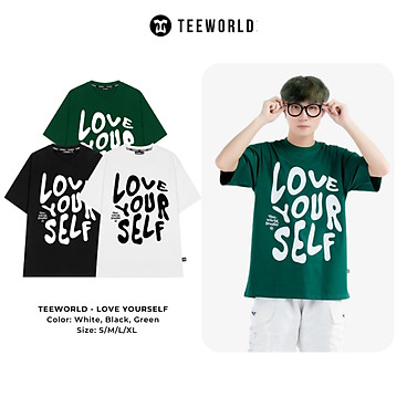 Mua Áo Thun Local Brand Teeworld Love Yourself Premium T-shirt Nam Nữ Form Rộng Unisex - XANH LÁ - S tại Teeworld Thế giới áo thun