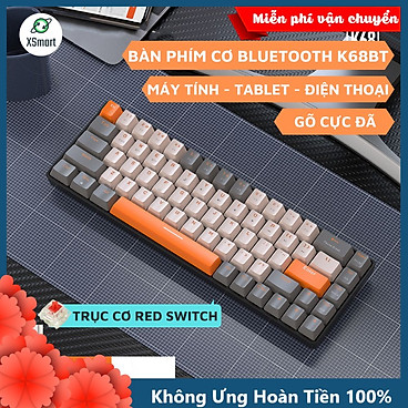 Mua Bàn Phím Cơ Bluetooth Không Dây K68BT Trục Cơ Red Switch Gõ Cực Đã Phím Gõ Êm Nhỏ Gọn Có Hotswap Có Thể Custom Kết Nối Máy Tính / Điện Thoại / Pc- Hàng Chính Hãng - Đen Cam Cao Cấp tại XSmart Official Store