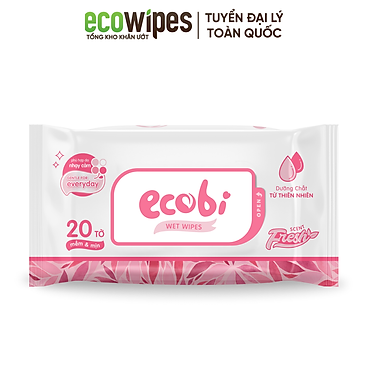 Mua Khăn ướt cho bé Ecobi Hương dịu nhẹ không cồn không paraben an toàn cho trẻ sơ sinh - 1 GÓI 20 TỜ tại ECOWIPES VN