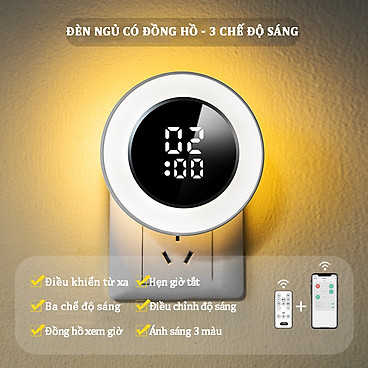 Mua Đèn ngủ có đồng hồ xem giờ điều khiển từ xa với 3 chế độ chiếu sáng, điều chỉnh độ sáng 10 cấp độ ánh sáng bảo vệ mắt tại Hebote Store