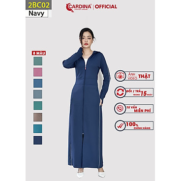 Mua Áo Chống Nắng Nữ CARDINA 2 Lớp Dáng Dài Chất Thun Lạnh Chống Tia UV Viền Thể Thao 2BC - 2BC02- Navy - M ~ 47 -53Kg tại CARDINA FASHION