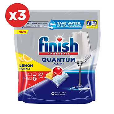 Mua Combo 03 túi Viên Rửa Chén Bát Finish Powerball Quantum 27 viên tại Dettol & Finish Official Store