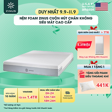 Mua Nệm Foam Zinus Cuộn Hút Chân Không Siêu Mát Cao Cấp - 8in Ultra Cool Gel 2.5 Foam Mattress - 140*200*20cm tại ZINUS OFFICIAL STORE