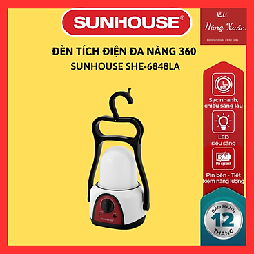 Đèn Tích Điện Đa Năng 360 Cỡ Trung Sunhouse She-6848L - Trắng