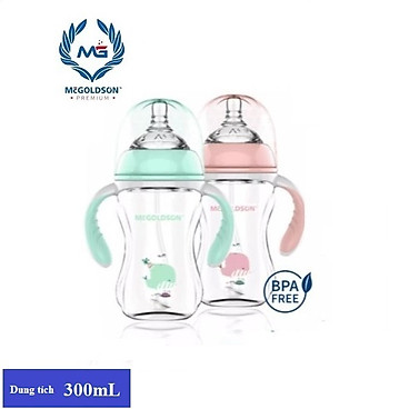 Mua Bình sữa MCGoldson cổ rộng PP 300ml - Xanh Coban tại McGOLDSON OFFICIAL