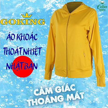 Mua Áo khoác nữ thoát nhiệt Nhật Bản Goking, 6 túi to tiện dụng, vải thun 100% cotton mỏng nhẹ thoáng mát, thấm hút mồ hôi. Áo chống nắng hàng hiệu cao cấp - Vàng - 1-XL tại GOKING