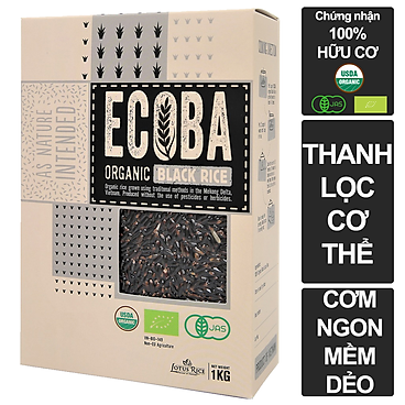 Gạo Lứt Đen Hữu Cơ Cao Cấp/Ecoba Huyền Mễ 1Kg - Thơm Ngon Dẻo Ngọt - Thanh Lọc Cơ Thể