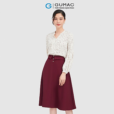 Mua Chân váy form A GUMAC VC08084 đai xẻ V cài trang trí 3 nút sang trọng - đỏ - XS tại GUMAC Official Store