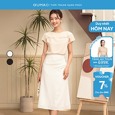 Mua Chân váy A nhún sườn thời thượng sang trọng thời trang GUMAC VD06034 - trắng - XS tại GUMAC Official Store