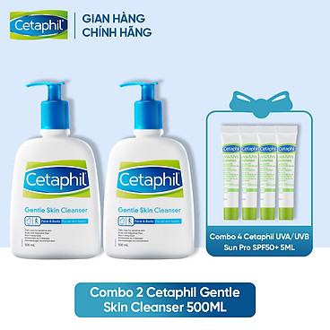 [Tặng 4 Tuýp Kem Chống Nắng Cetaphil 5Ml] Combo 2 Sữa Rửa...