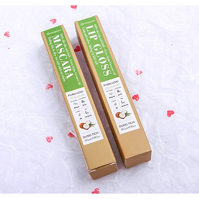 Combo Mascara Dầu Dừa Dưỡng Mi Milaganics + Tinh Chất Dưỡng Môi Lip Gloss Milaganics