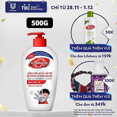 Nước rửa tay Lifebuoy bạc bảo vệ 500G