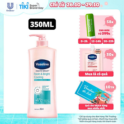 Sữa Dưỡng Thể 350Ml Vaseline Dưỡng Ẩm Sáng Da Fresh & Bright 10X Niacinamide Giúp Da Sáng Khỏe Mịn Căng Tinh Chất Menthol Mát Lạnh Như Tuyết Tan Trên Da