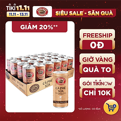 Thùng 24 Lon Cà Phê Sữa Đá Highlands Coffee (235ml/Lon)