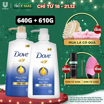 Combo Dove Phục Hồi Hư Tổn Dầu Gội 640g + Kem Xả 610g