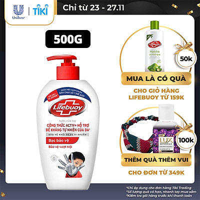 Nước rửa tay Lifebuoy bạc bảo vệ 500G