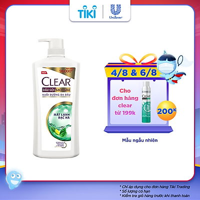 Dầu Gội đầu Sạch Gàu Clear Mát Lạnh Bạc Hà Đánh Bay Gàu Ngứa Vi Khuẩn 880g