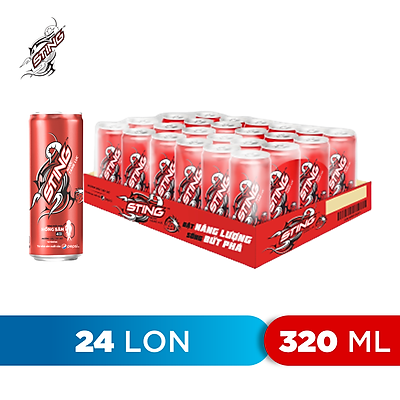 Thùng 24 Lon Nước Tăng Lực Sting Dâu (320ml/Lon)