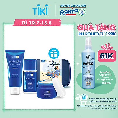 Bộ Dưỡng Trắng Tối Ưu Hada Labo Perfect White – Phiên Bản Đặc Biệt Tiki + Tặng Túi Da Đựng Mỹ Phẩm Cao Cấp Hada Labo