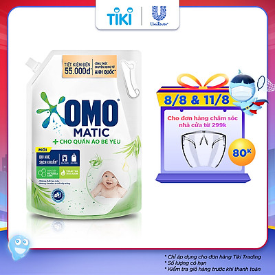 Túi nước giặt OMO Matic cho Quần áo bé yêu 2.9kg