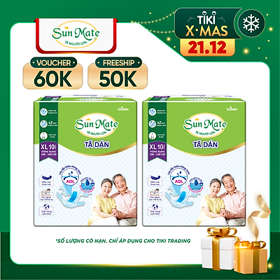 Combo 2 Tã Dán Người Lớn SunMate G2 Size XL10 (10 Miếng)