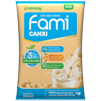 Thùng Sữa Đậu Nành Vinasoy Fami Canxi (200ml x 40 Bịch)