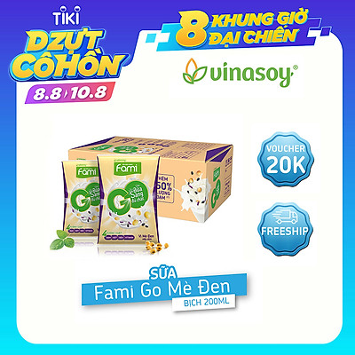 Thùng Sữa Đậu Nành Famigo Mè Đen Nếp Cẩm (200ml x 40 Bịch)